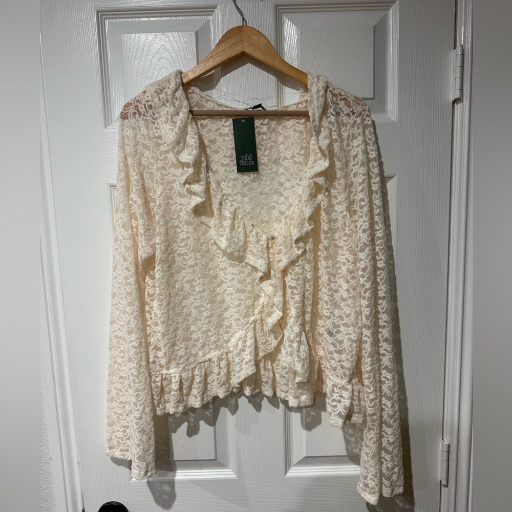 Wild Fable - Elegant Cream Lace Ruffle Top size XXL NWT